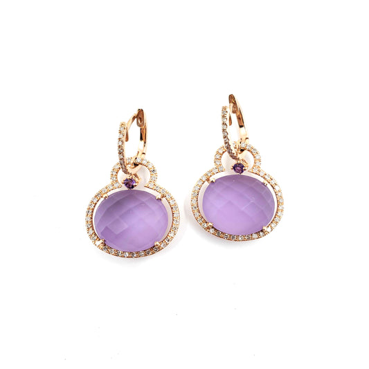 Rose Gold Frosted Amethyst Drop Earrings