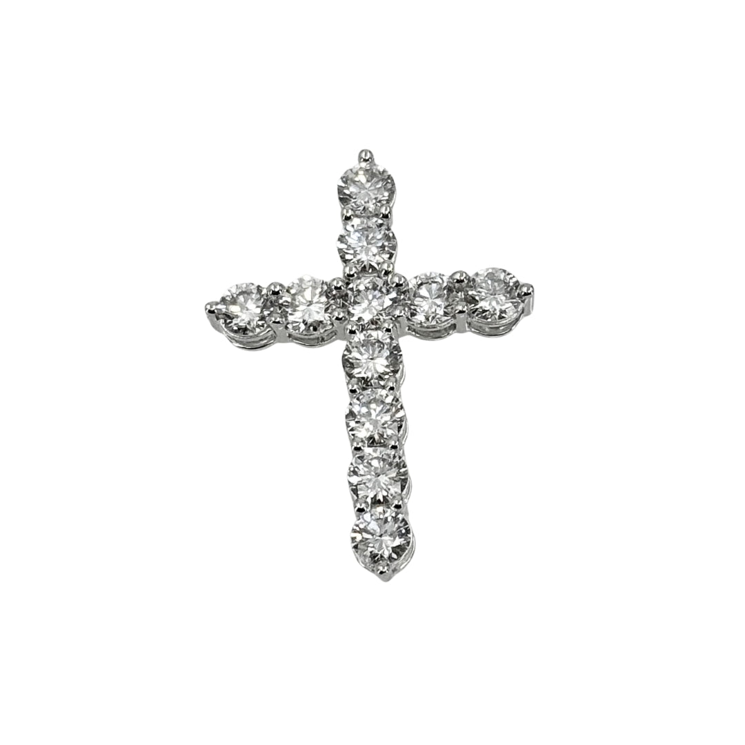 White Gold Lab Diamond Cross Pendant