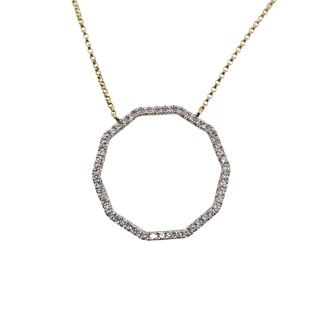10 Sided Open Circle Diamond Necklace