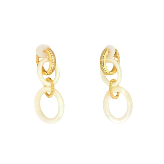 Oval Link Mother of Pearl Drop Earrings