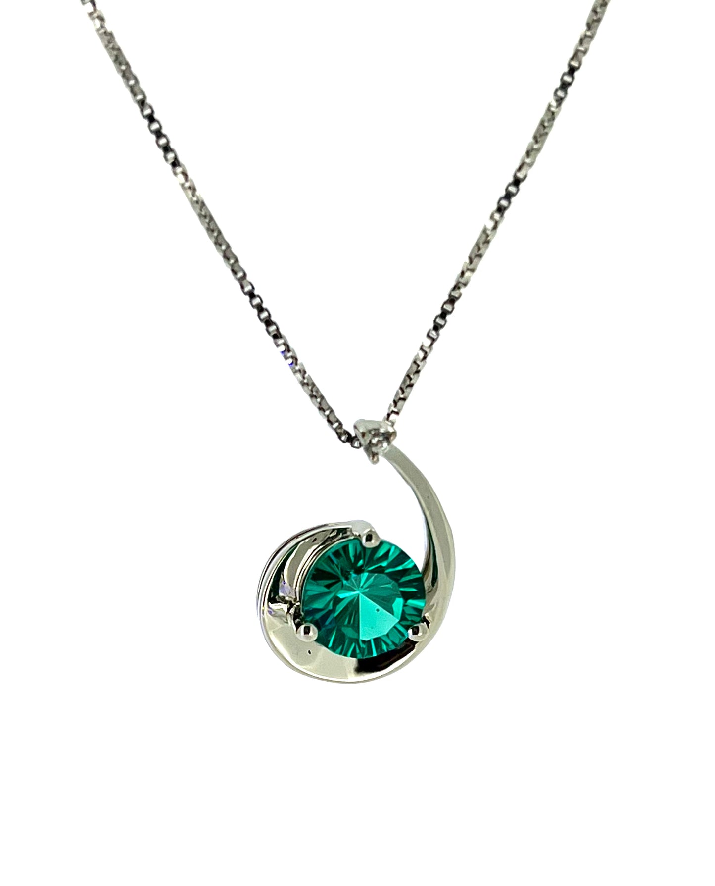 White Sterling Silver Paraiba J Drop Pendant