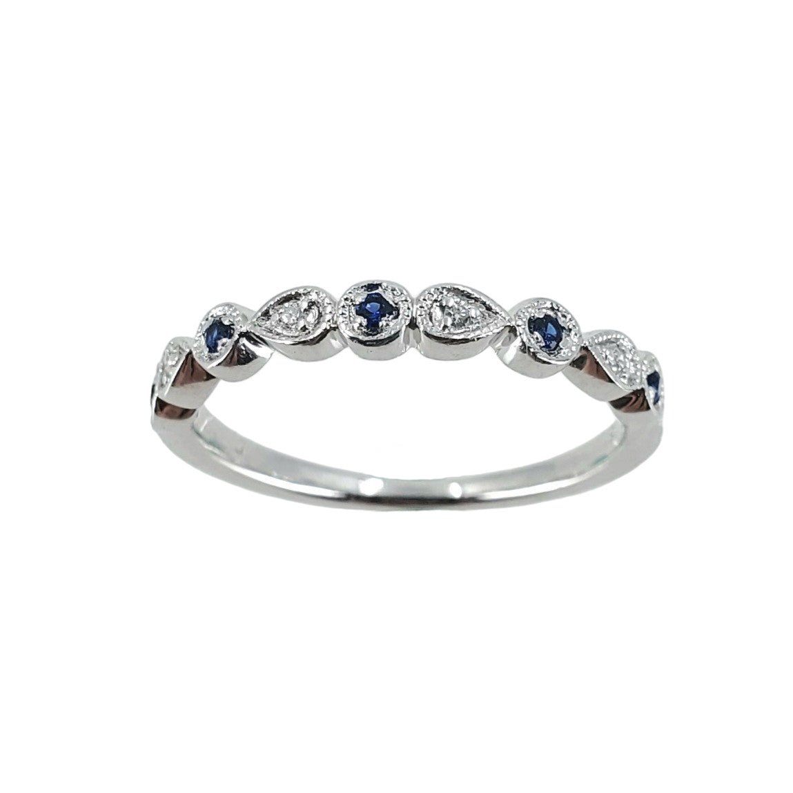 White Gold Alternating Sapphire and Diamond Band