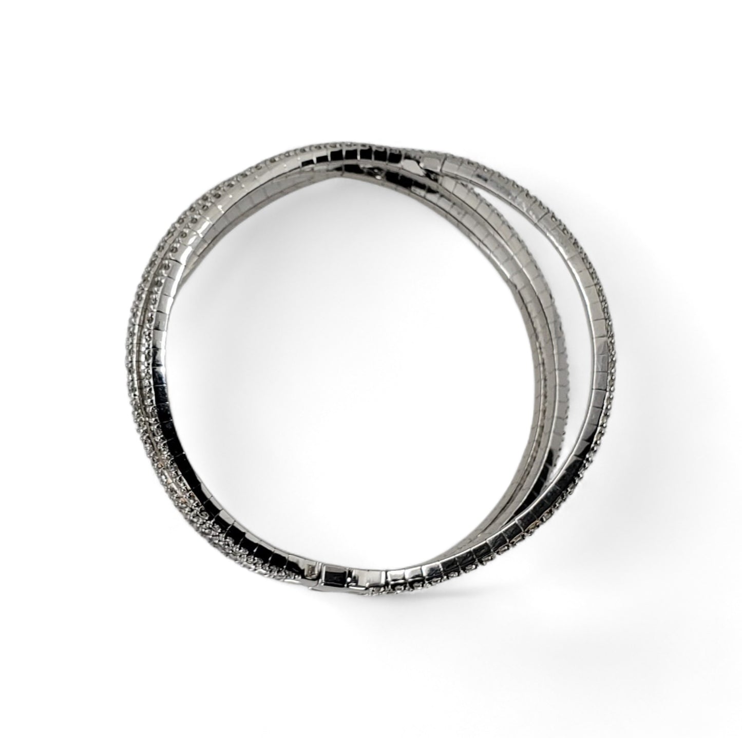 White Gold Round Diamond Flexible Bangle Bracelet