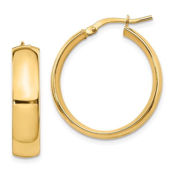 14 Karat Yellow Gold Medium Hoop Earrings