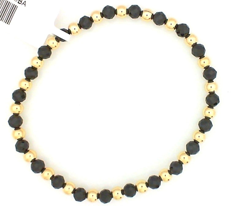 Black Agate and Gold Filled Beaded Bracelet