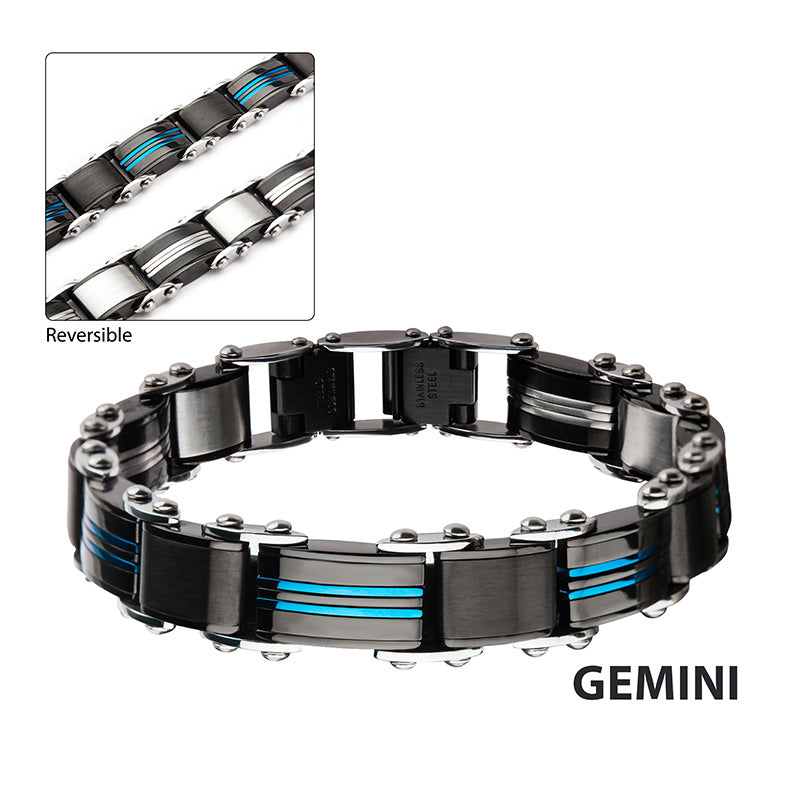 Two Tone Black/Blue Reversible Bracelet