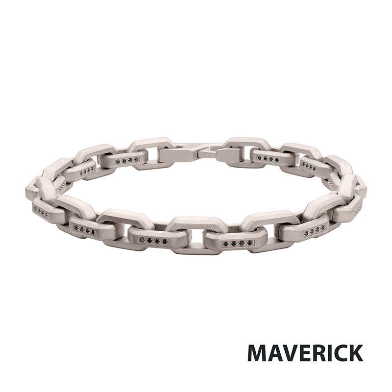 Stainless Steel Faceted Interlock Chain Bracelet