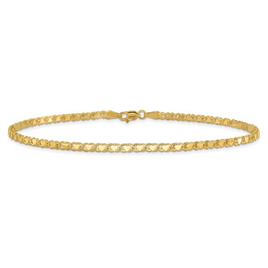 Yellow Gold Double Heart Rope Bracelet
