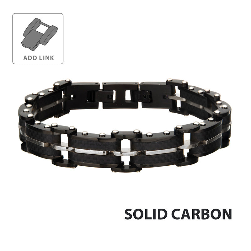 Stainless Steel Carbon Fiber Adjustable Bracelet