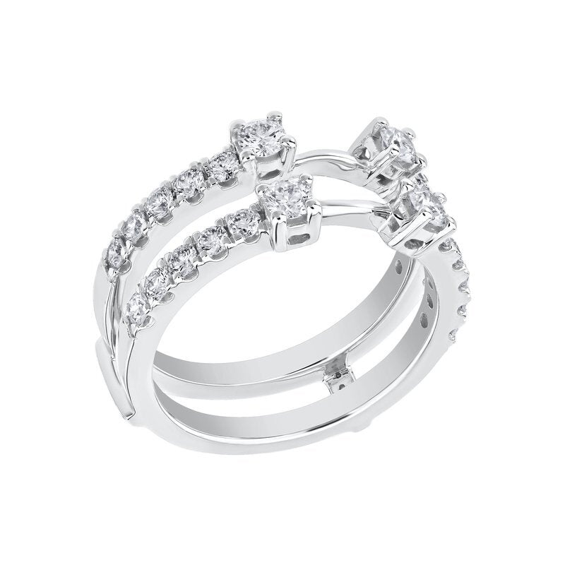 White Gold Parallel Row Diamond Insert Wedding Band