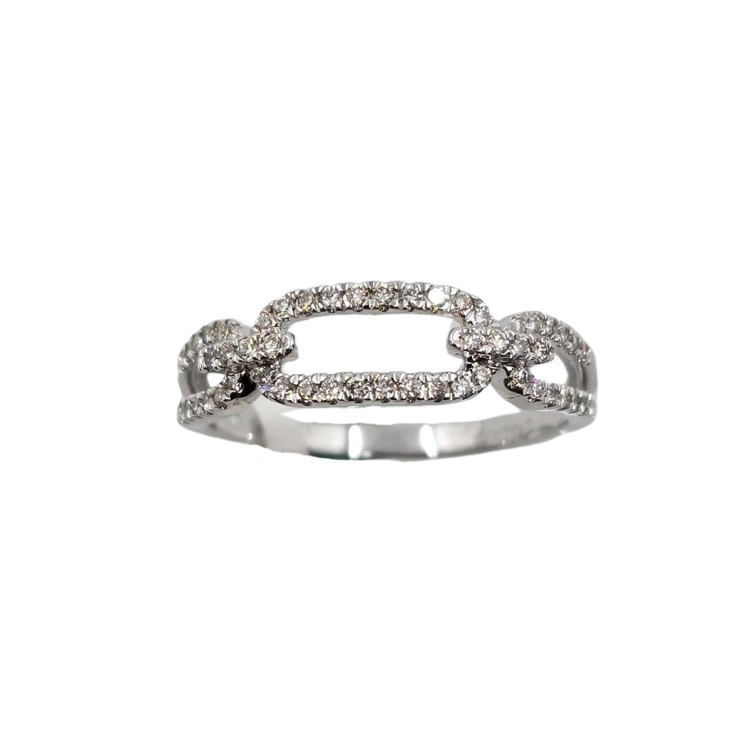 White Gold Round Diamond Paper Clip Ring