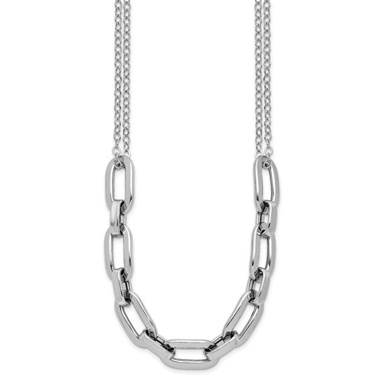 Sterling Silver Rhodium Plated Two Strand Necklace