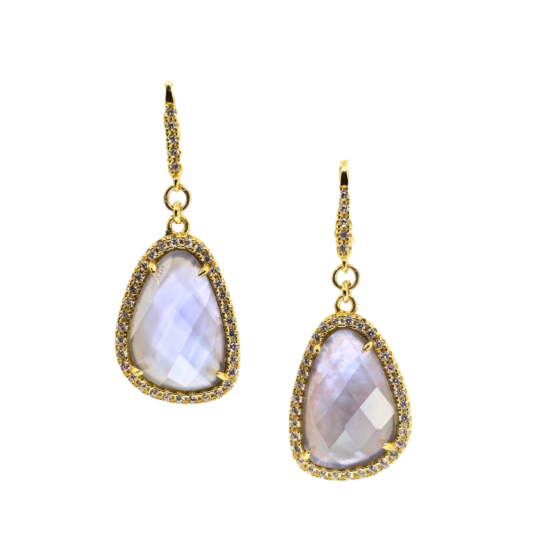 Yellow Sterling Silver Mother of Pearl Drop Earrings