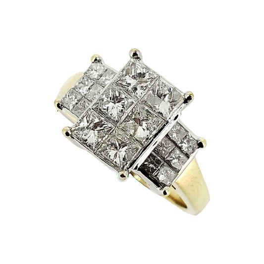 Vintage Two Tone Diamond Engagement Ring