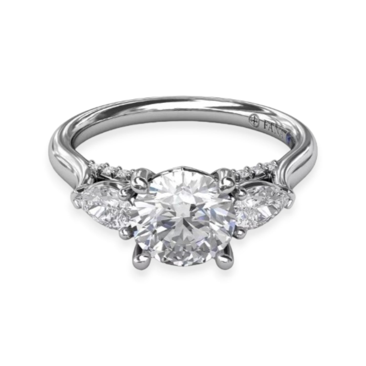 White Gold Three Stone Diamond Engagement Ring
