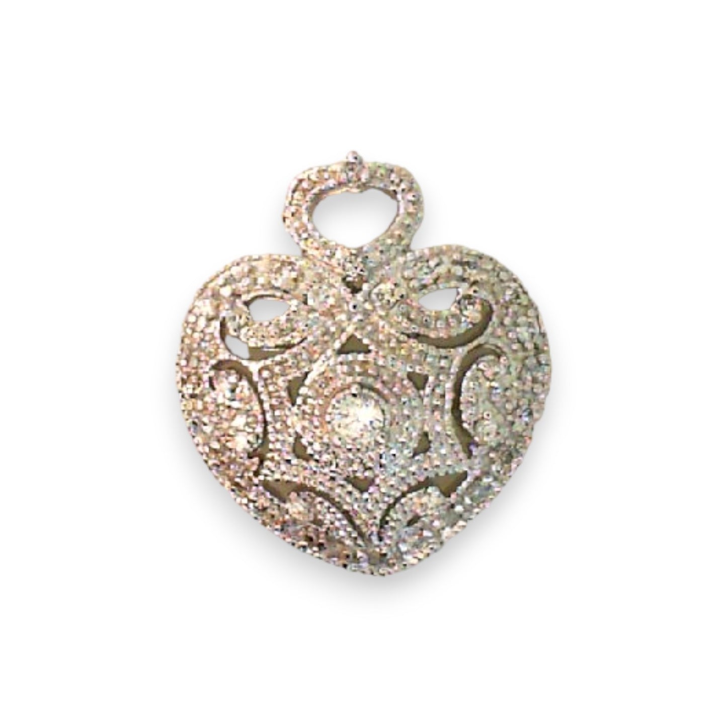 Vintage White Sterling Silver Heart Pendant