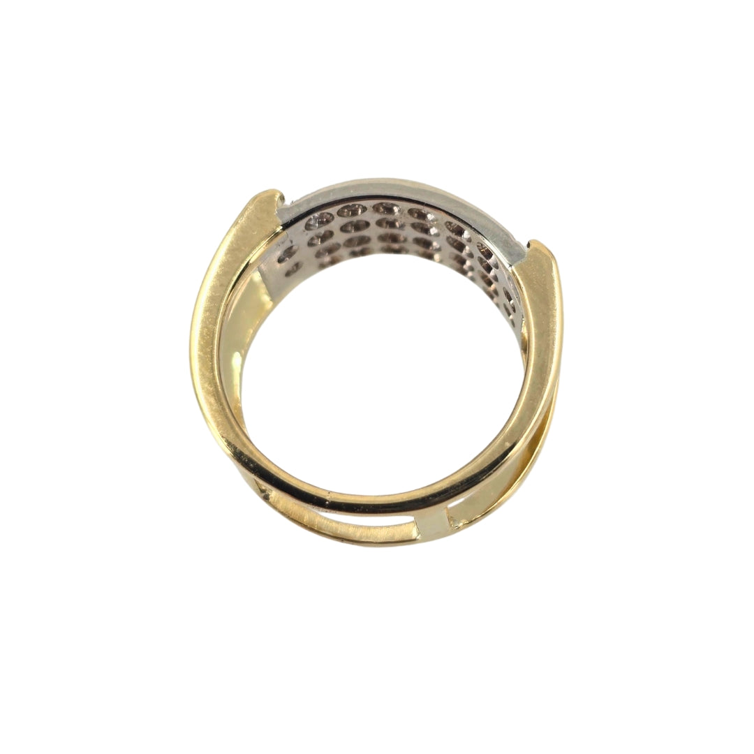 Two Tone Split Shank Pave Diamond Ring