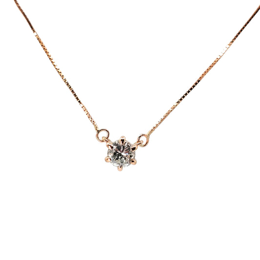 Rose Gold Solitaire Diamond Station Necklace