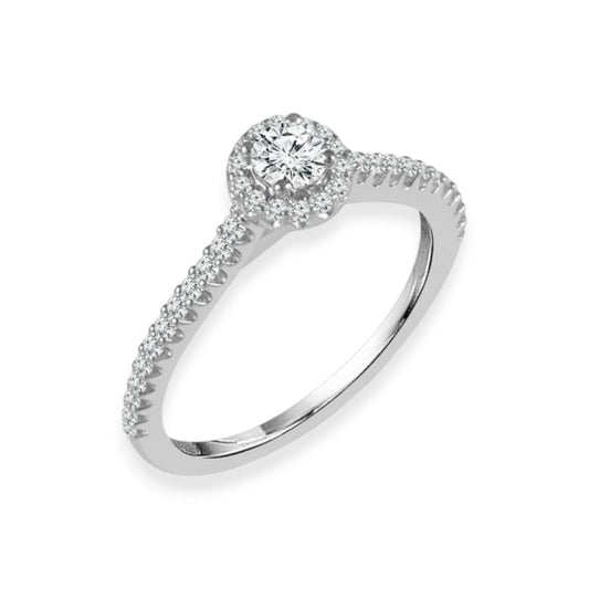 White Gold Round Center Halo Engagement Ring