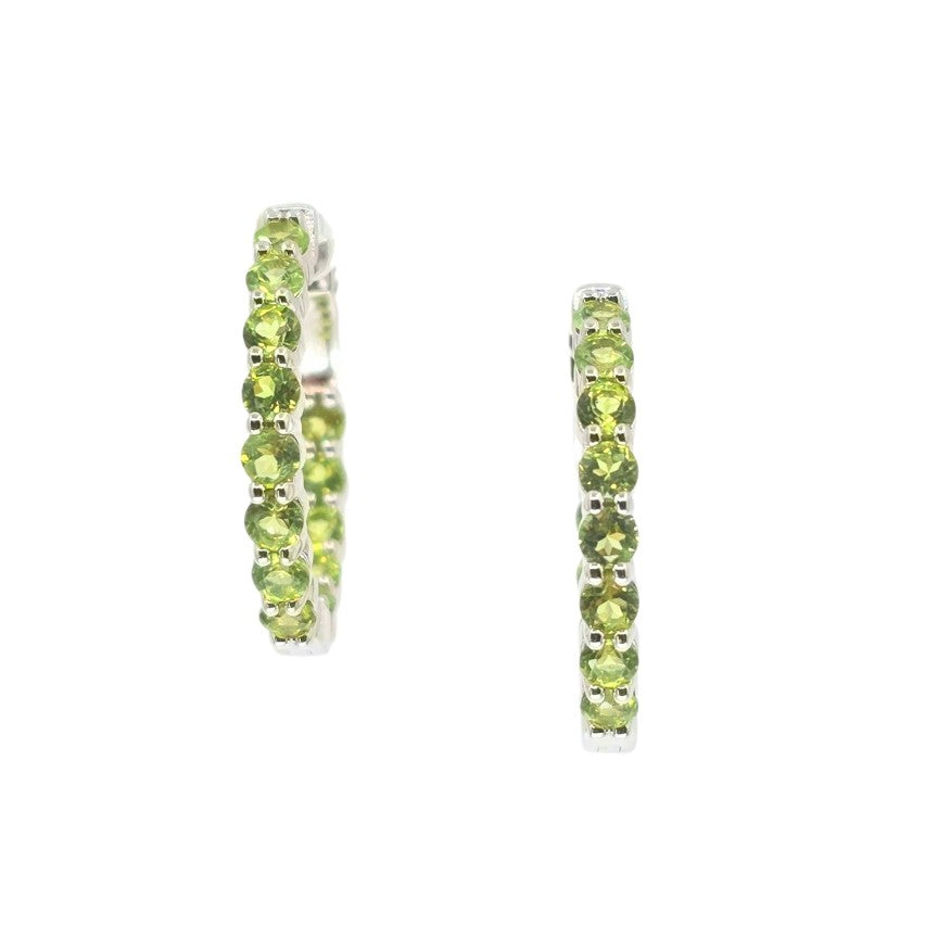 Sterling Silver Inside Out Peridot Hoops