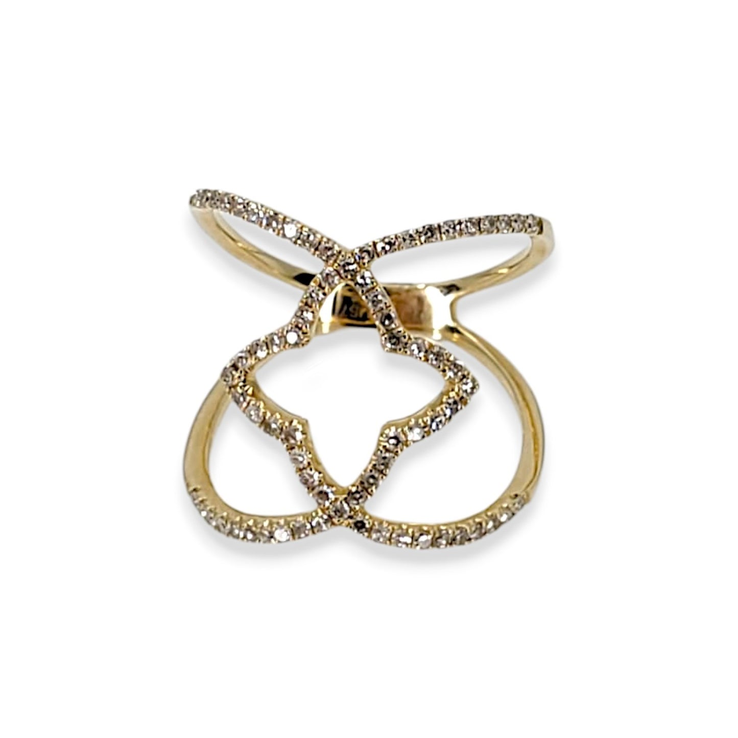 Yellow Gold Quatrefoil Single Cut Diamond Ring