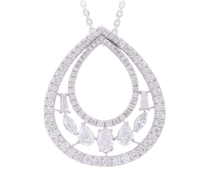 White Gold Diamond Double Teardrop Pendant