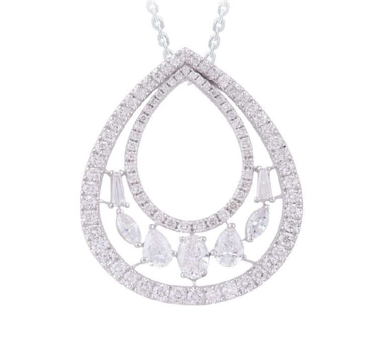 White Gold Diamond Double Teardrop Pendant