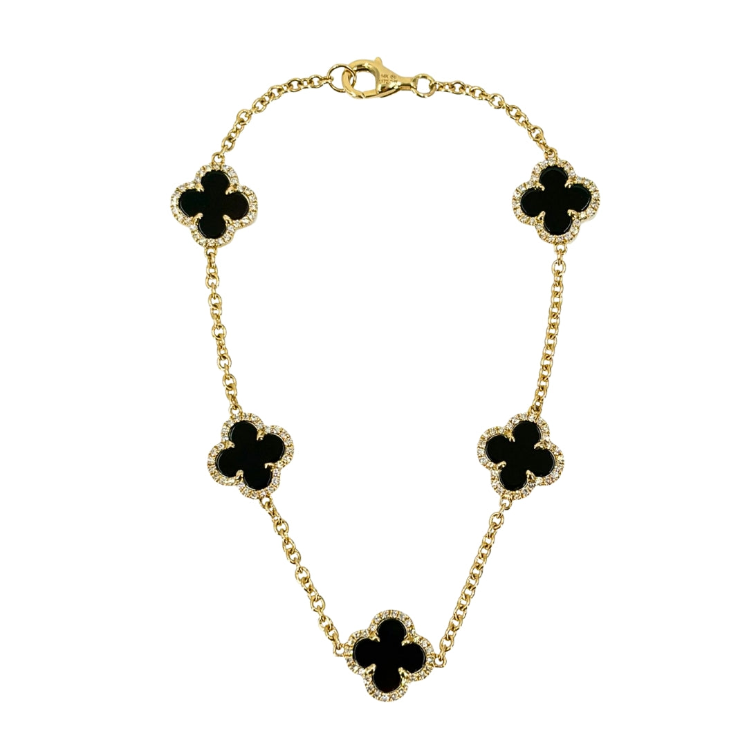 Fantasy Cut Onyx Quatrefoil Bracelet