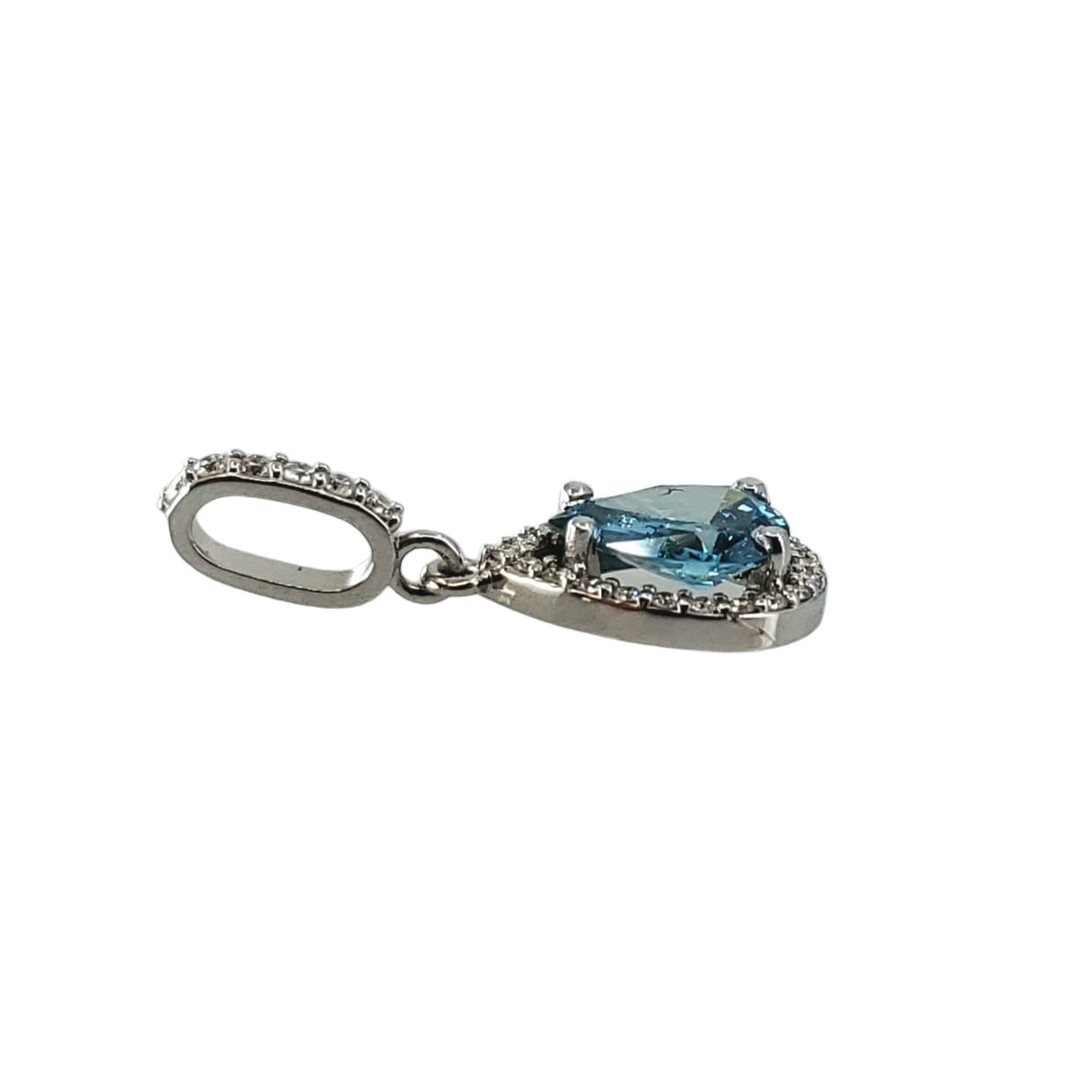 White Gold Enhanced Blue Diamond Drop Pendant