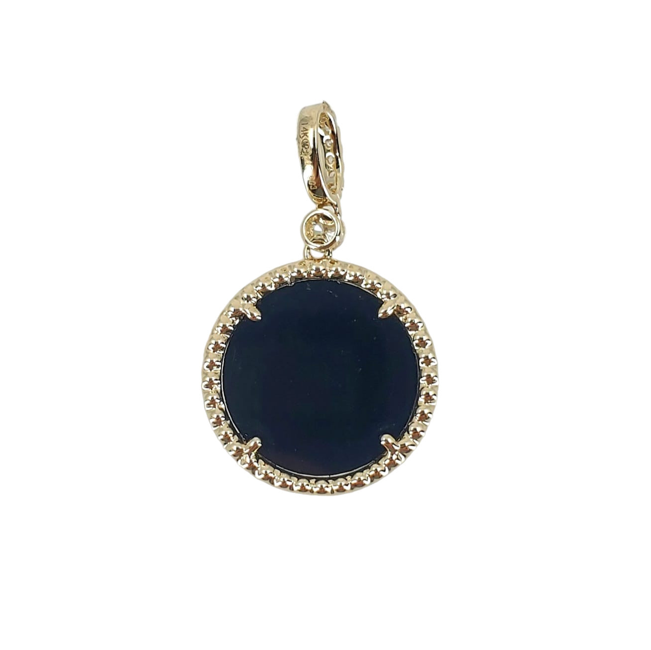 Reversible Yellow Gold Diamond and Onyx Disc Pendant