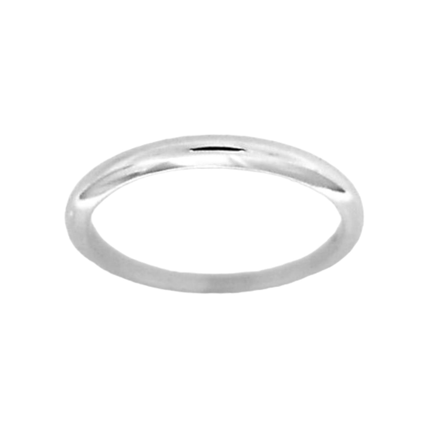 White gold wedding band with a sleek domed design.