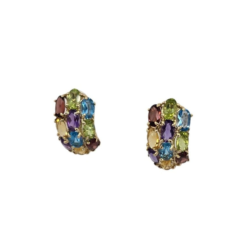 Yellow Gold Multi-Color Gemstone Earrings