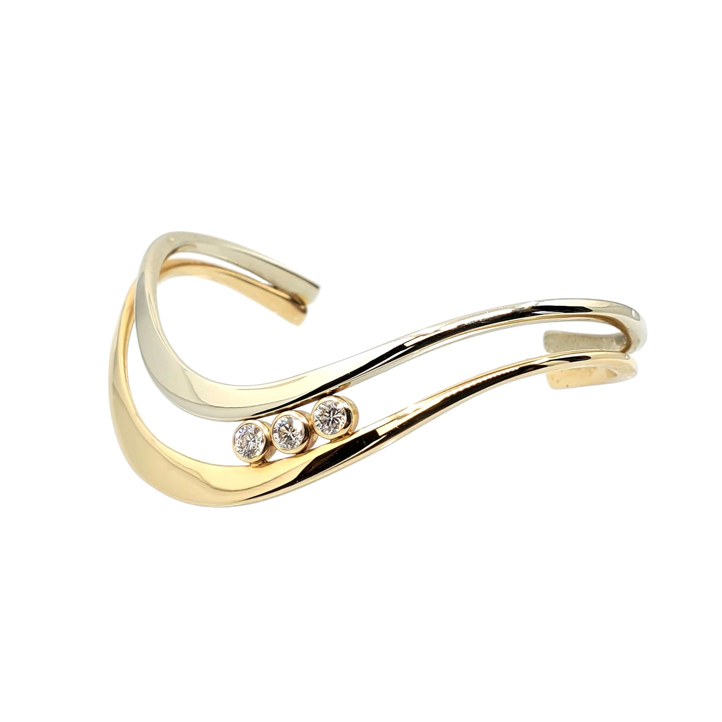 14 Karat Cuff Bracelet Accented With Diamonds