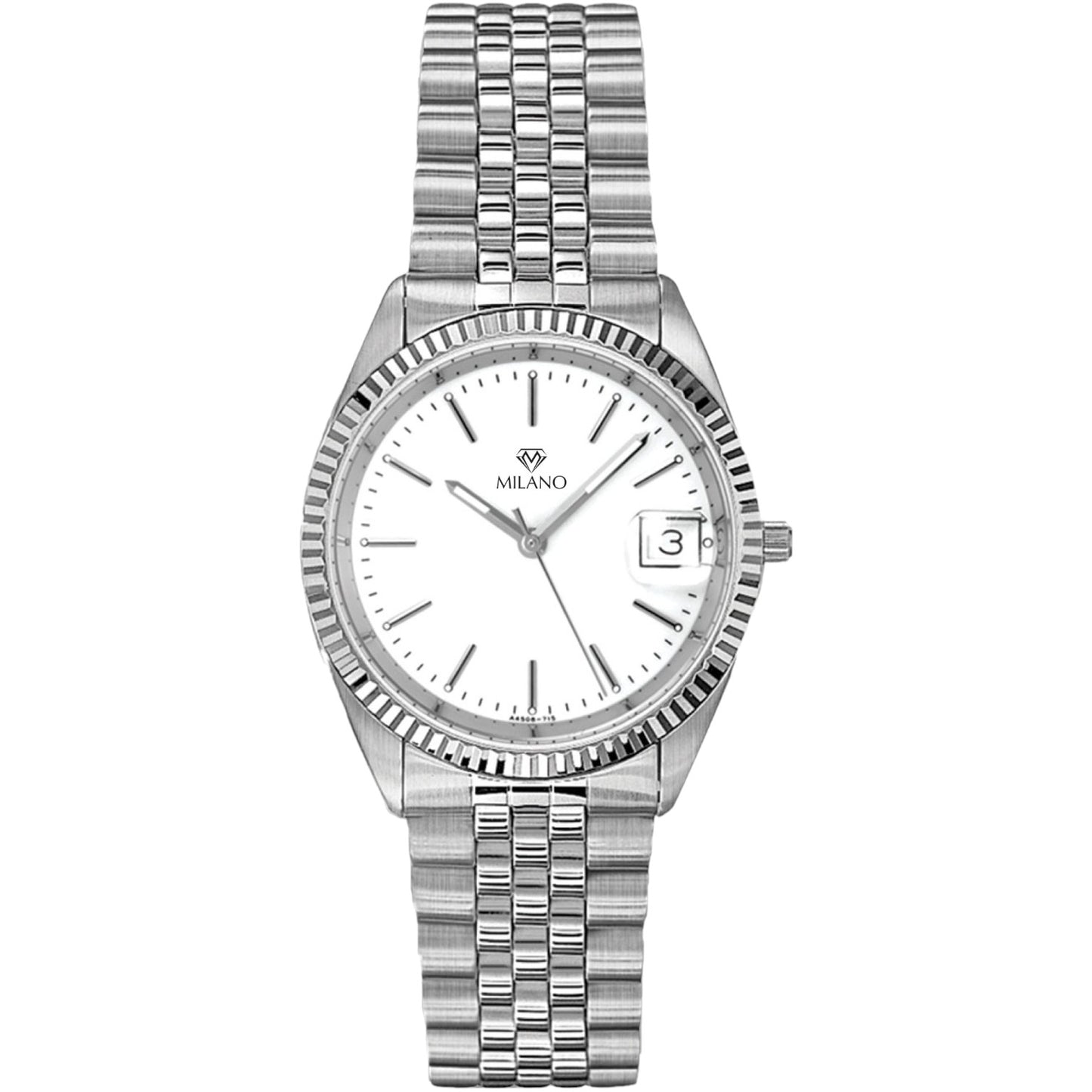 White Stainless Steel Dress Watch with White Dial