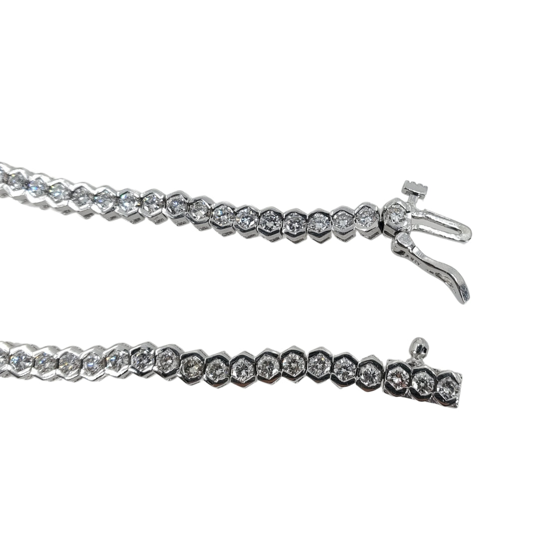 White Gold Hexagonal Bezel Set Diamond Tennis Bracelet