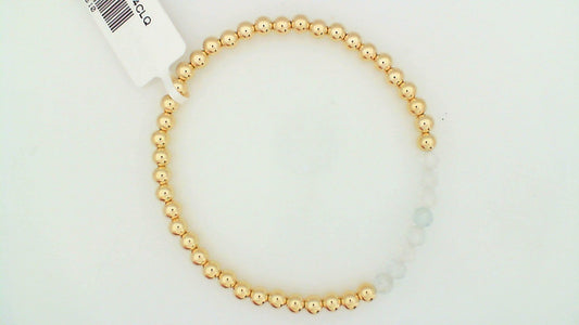 Gold Filled Beaded Bracelet with White Topaz Bar