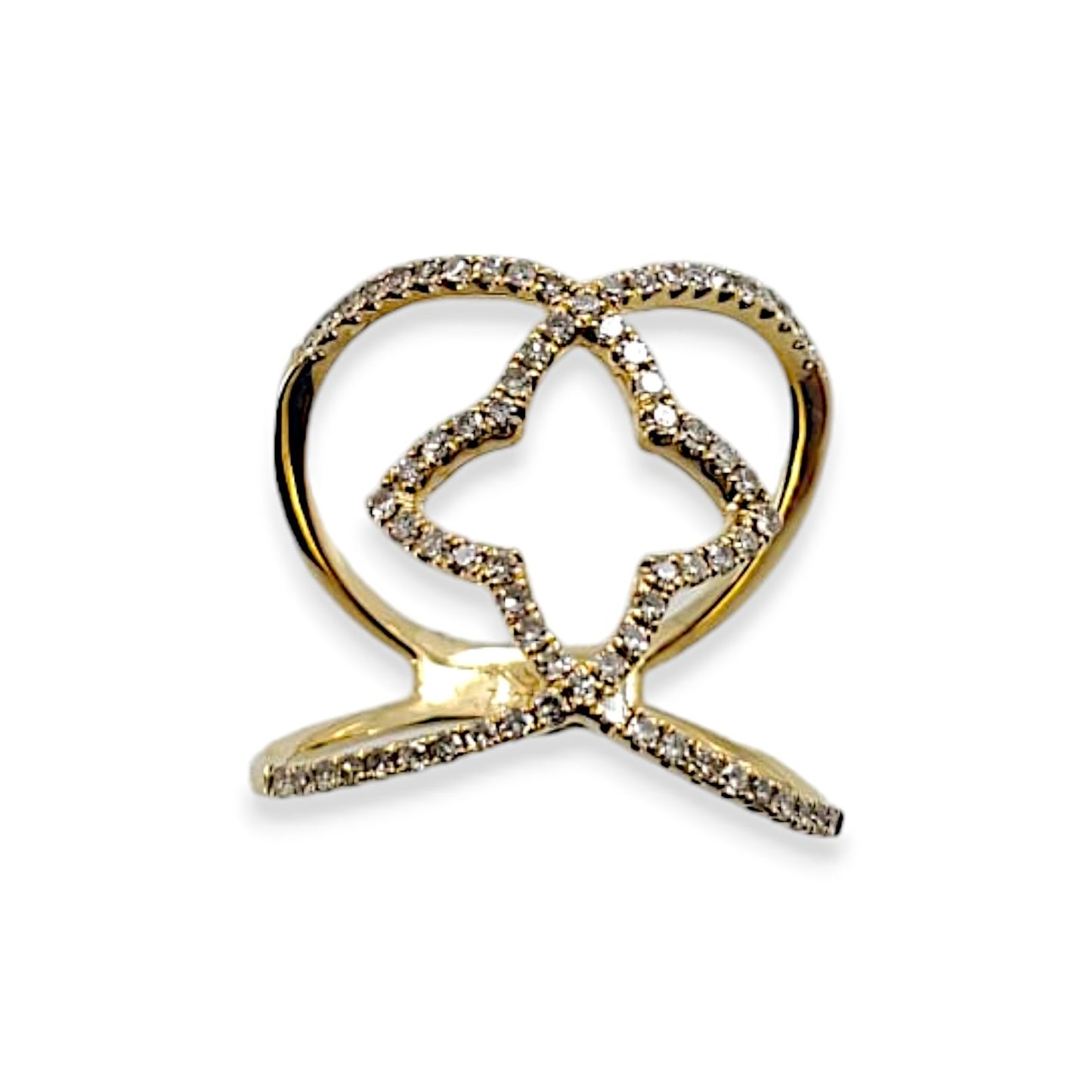 Yellow Gold Quatrefoil Single Cut Diamond Ring