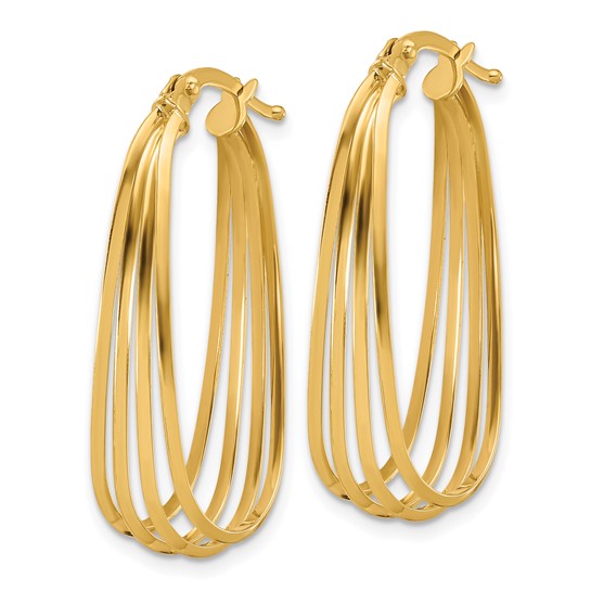Yellow Gold Elongated Oval Hoop Earrings