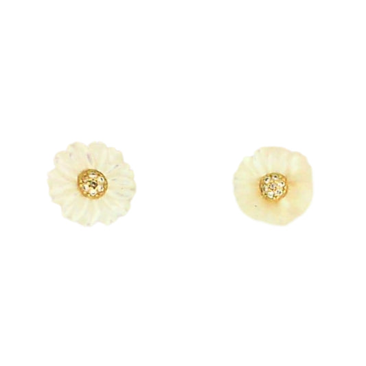 Small Carved Mother of Pearl Stud Earrings