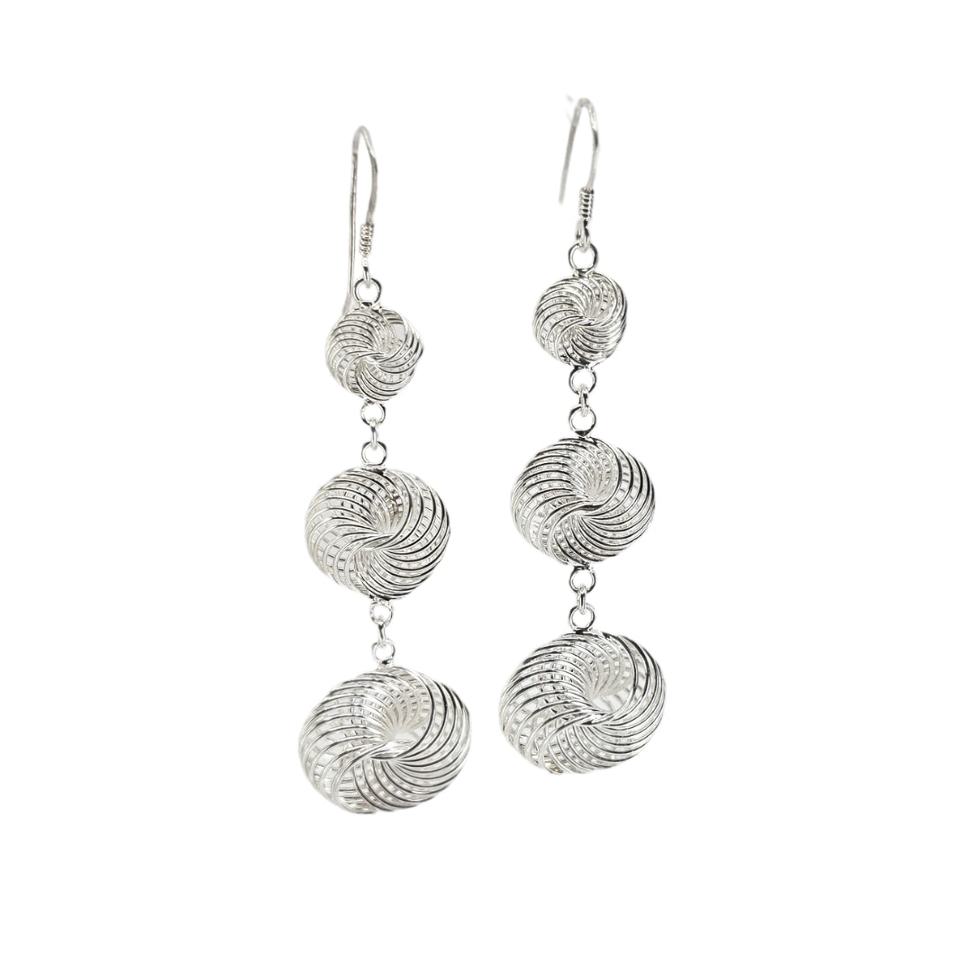Sterling Silver Graduated Drop Spiral Earrings
