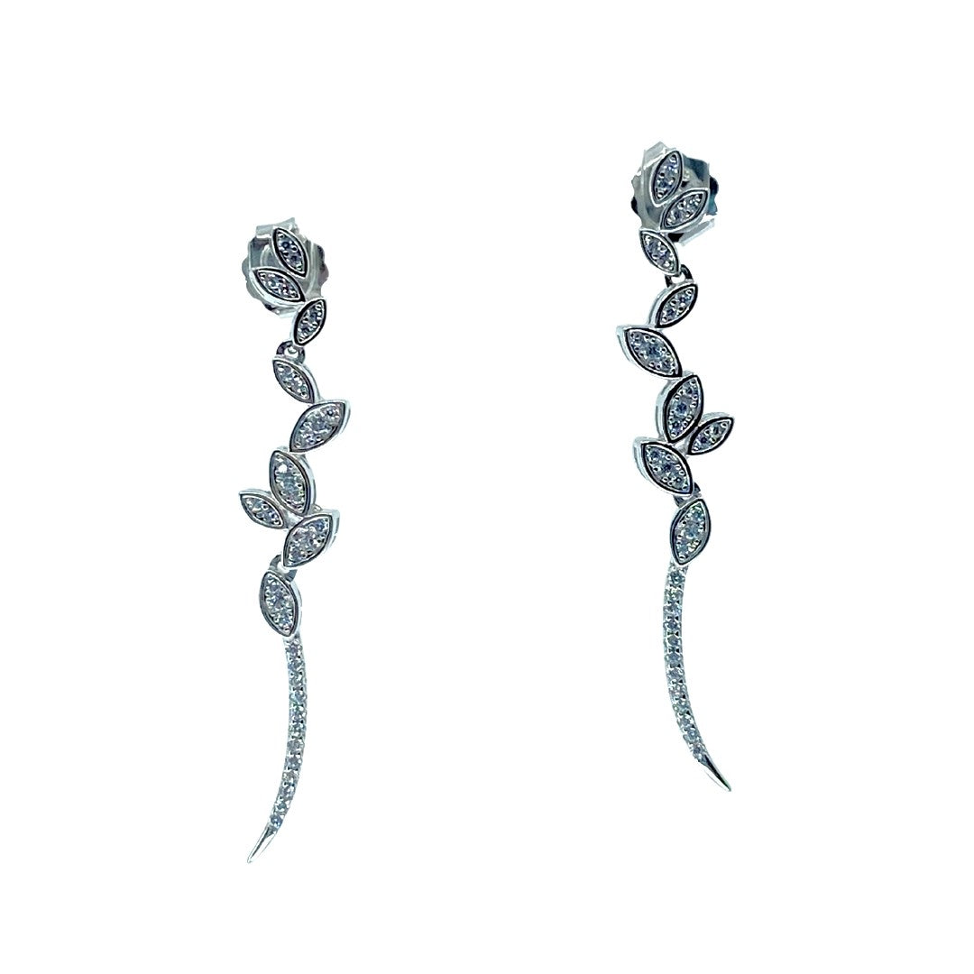 Sterling Silver Drop Earring With Pave Cz