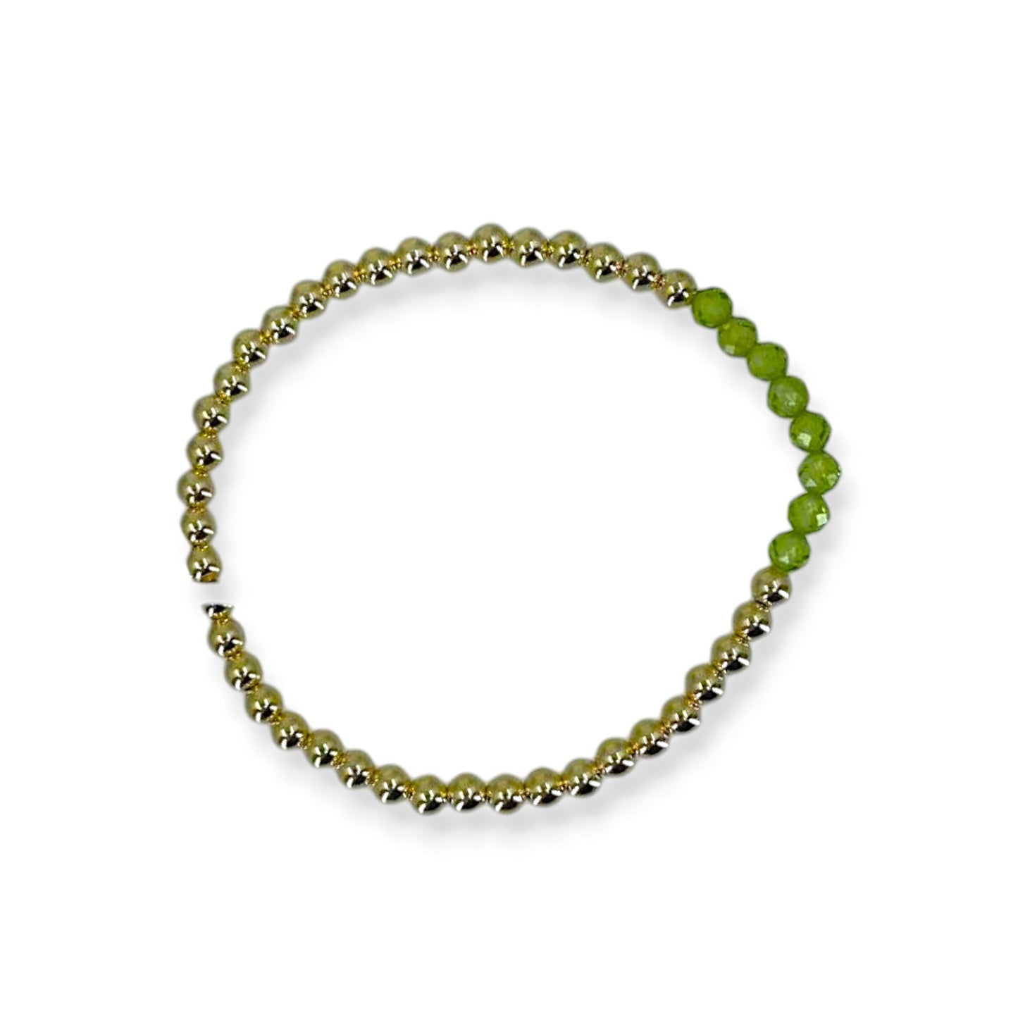 Gold Filled Beaded Bracelet with Peridot Bar