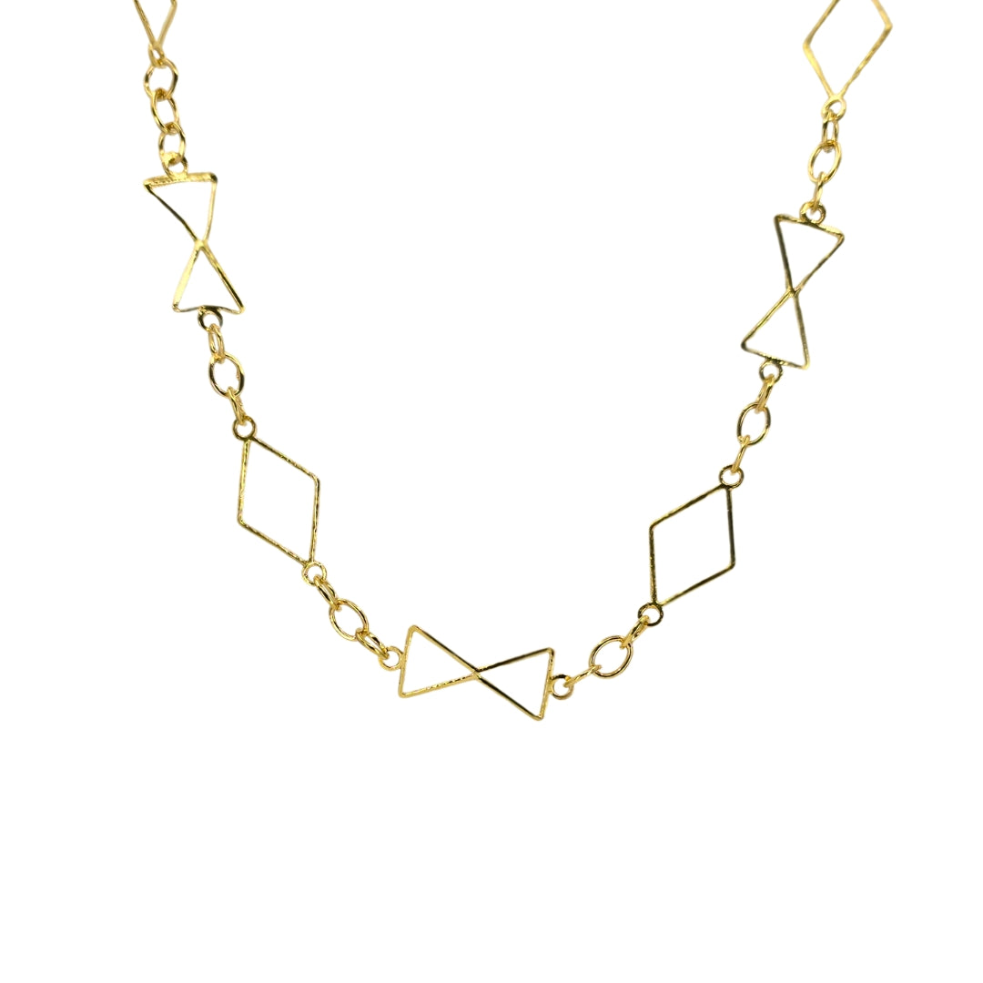 18K Yellow Gold Geometric Link Necklace