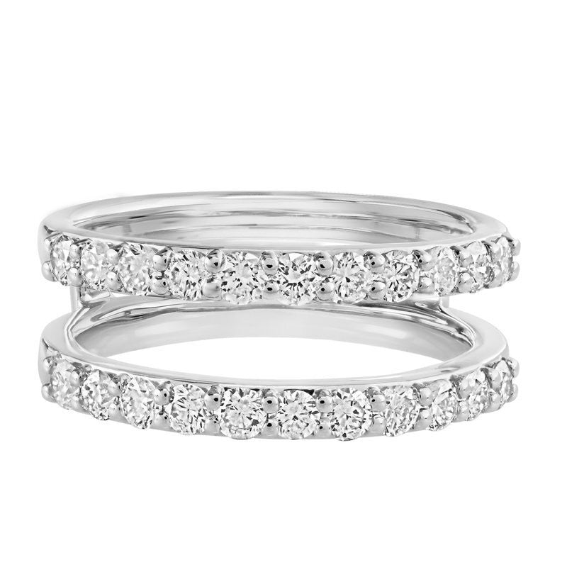 White Gold Round Diamond Parallel Row Wedding Band