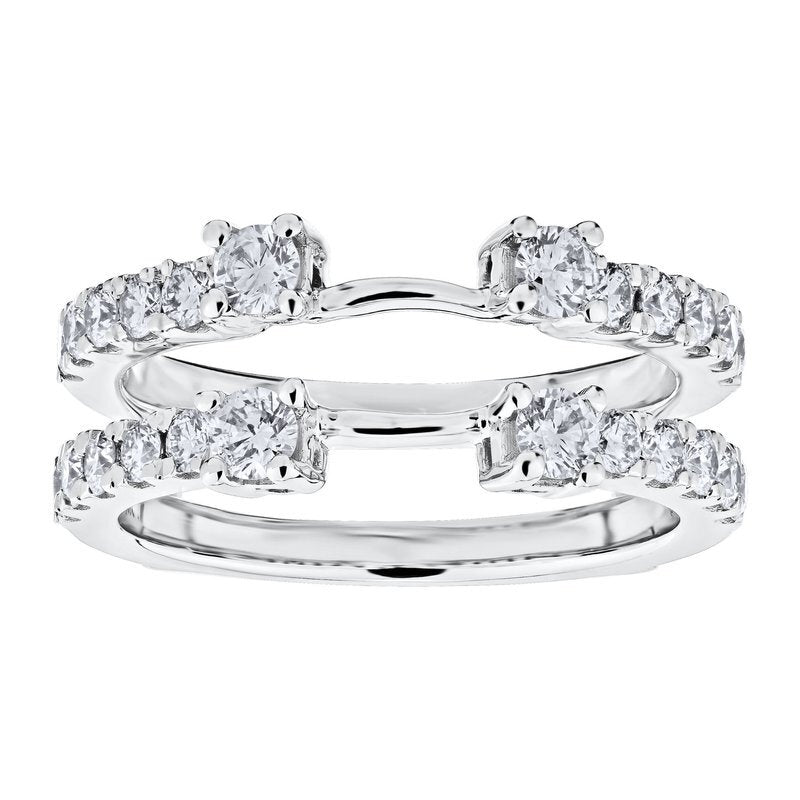 White Gold Parallel Row Diamond Insert Wedding Band