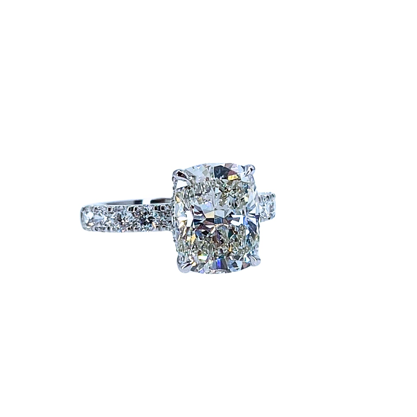 Cushion Cut Lab Diamond Contemporary Engagement Ring