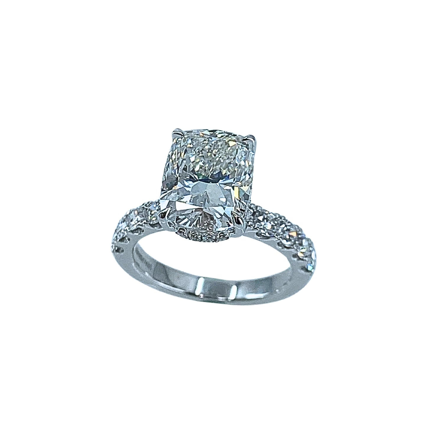 Cushion Cut Lab Diamond Contemporary Engagement Ring