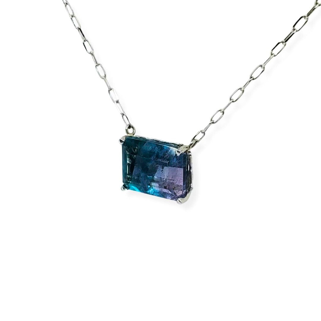 White Gold Multi-Color Apatite Station Necklace