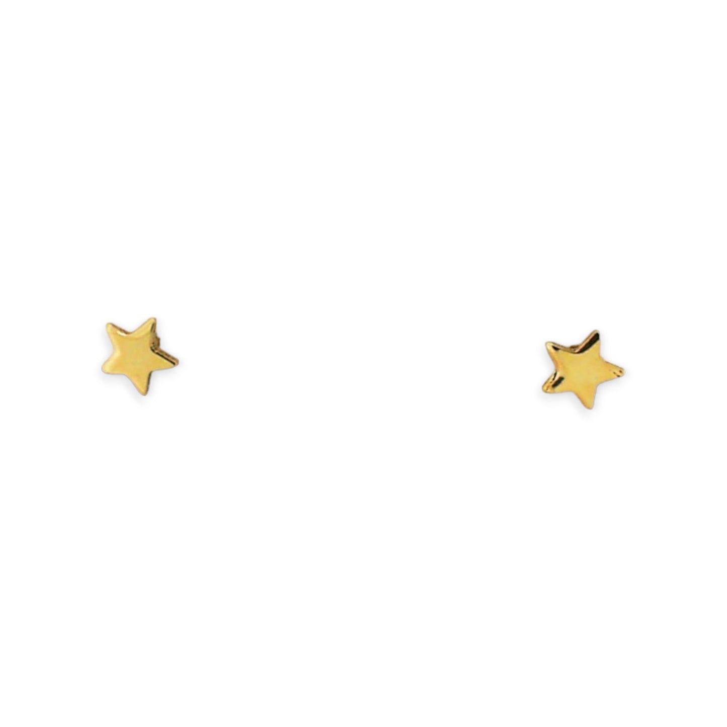 Yellow gold mini star stud earrings with a polished finish, simple celestial-inspired design for everyday wear.