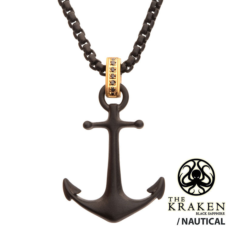 Black Steel Kraken Anchor Pendant